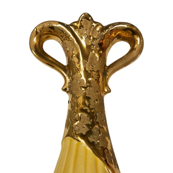 Vintage Weeping Gold Vase Yellow Ceramic 8 Inch Savoy MCM Decor - Picture 10 of 16